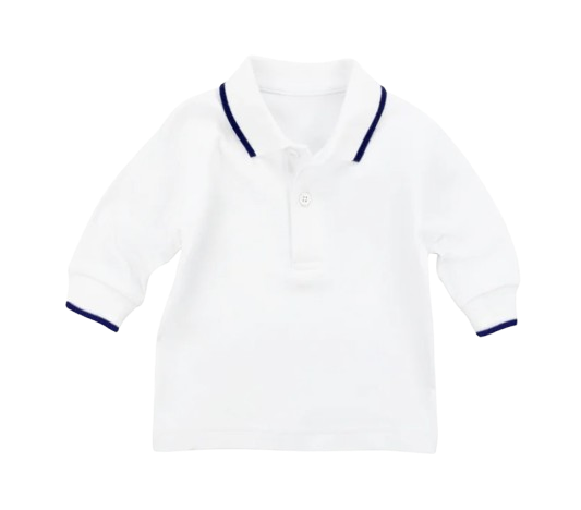 Long Sleeve Polo With Navy Tipping*