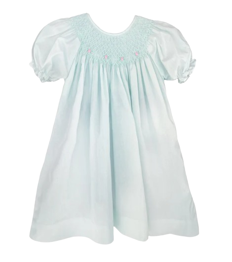 Smocked Daygown with Raglan Embroidery - Mint