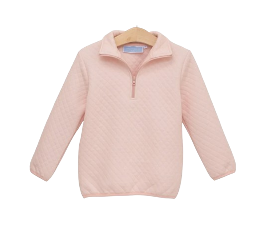 1/4 Zip Quilted Pullover - Light Pink
