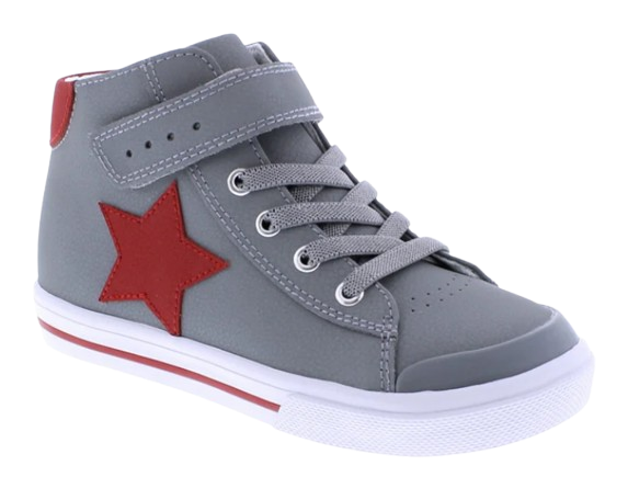 RILEY -  Gray/Red Leather*