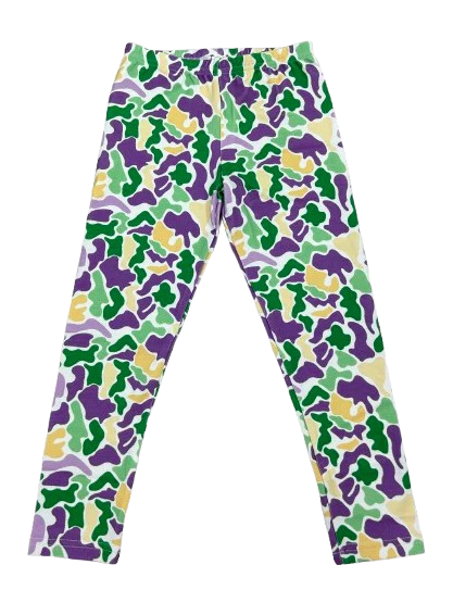 Mardi Gras Camo Leggings Purple, Green, and Gold*