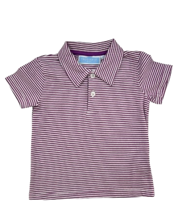 Henry Game Day Polo Purple Stripe*