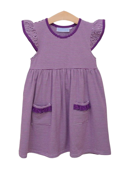Lucy Game Day Dress - Purple Stripe*