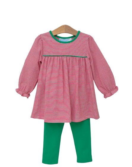 Ellie Pants Set - Red Stripe/Green*