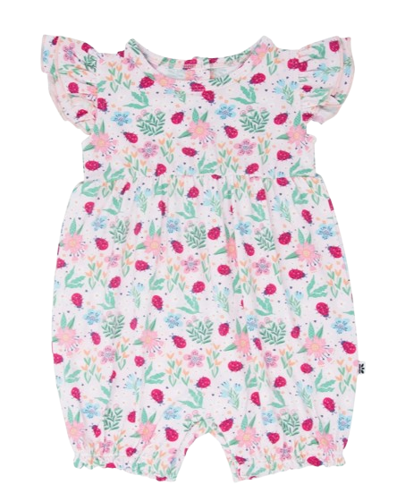 Ladybug Flower Garden Ruffle Romper*