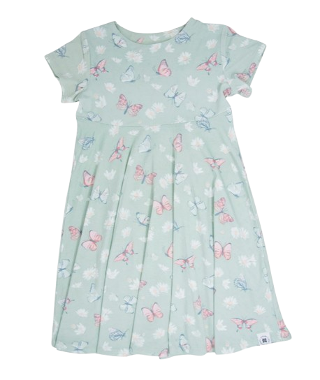 Mint Butterfly Daisy Bamboo Cap Sleeve Swirly Girl Dress*
