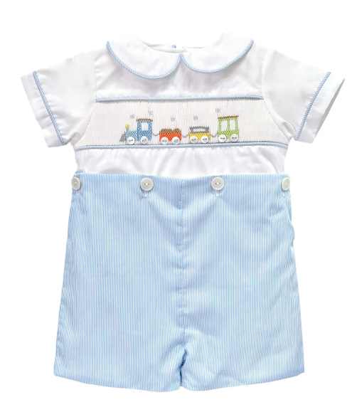 Hand Picture Smocked Train Bobby Suit