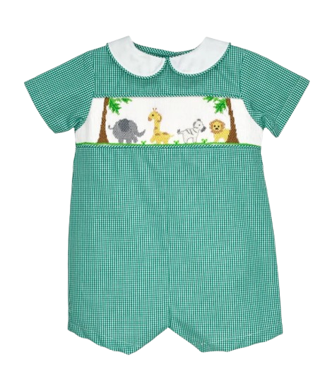 Hand Picture Smocked Safari Animal Romper