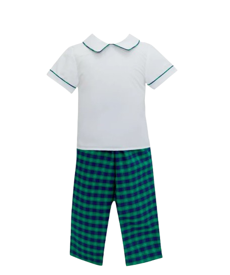 Navy & Green Plaid Pant Set*