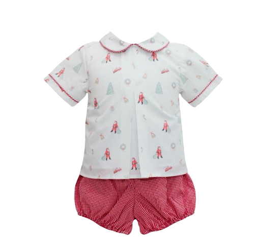 Cheery Christmas Pleat Boys Short Set*