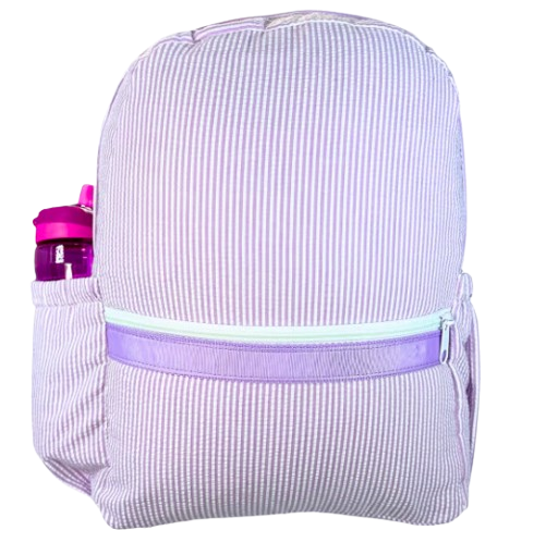 Medium Backpack, Lilac, Seersucker w/Pockets