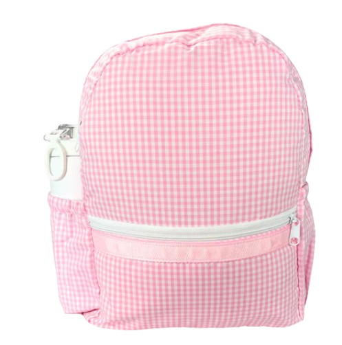 Medium Backpack, Pink, Gingham w/Pockets