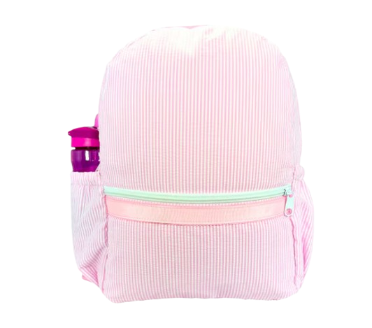 Medium Backpack, Pink, Seersucker w/Pockets