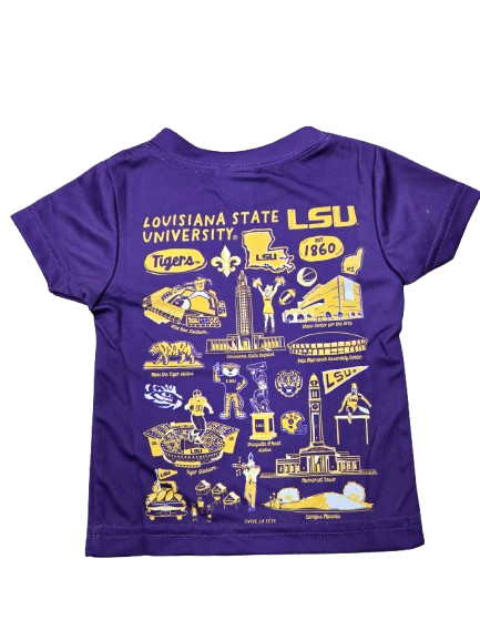 Short Sleeve T-Shirt LSU Tigers Hand Sketched - Purple*