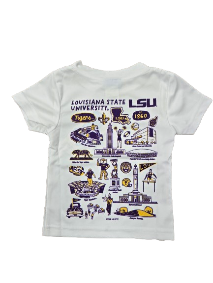 Short Sleeve T-Shirt LSU Tigers Hand Sketched - White*