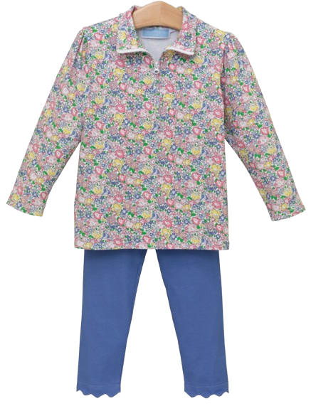Floral 1/4 Zip Pullover Set*