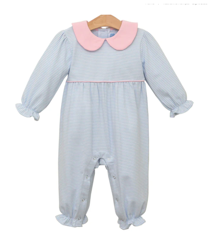 Katherine Romper - Light Blue Stripe/Light Pink*
