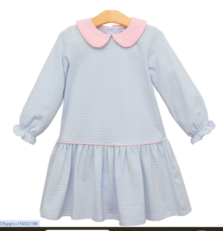 Katherine Dress - Light Blue Stripe/Light Pink*