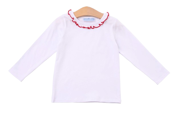 Vera Ruffle Top - Red Piping*
