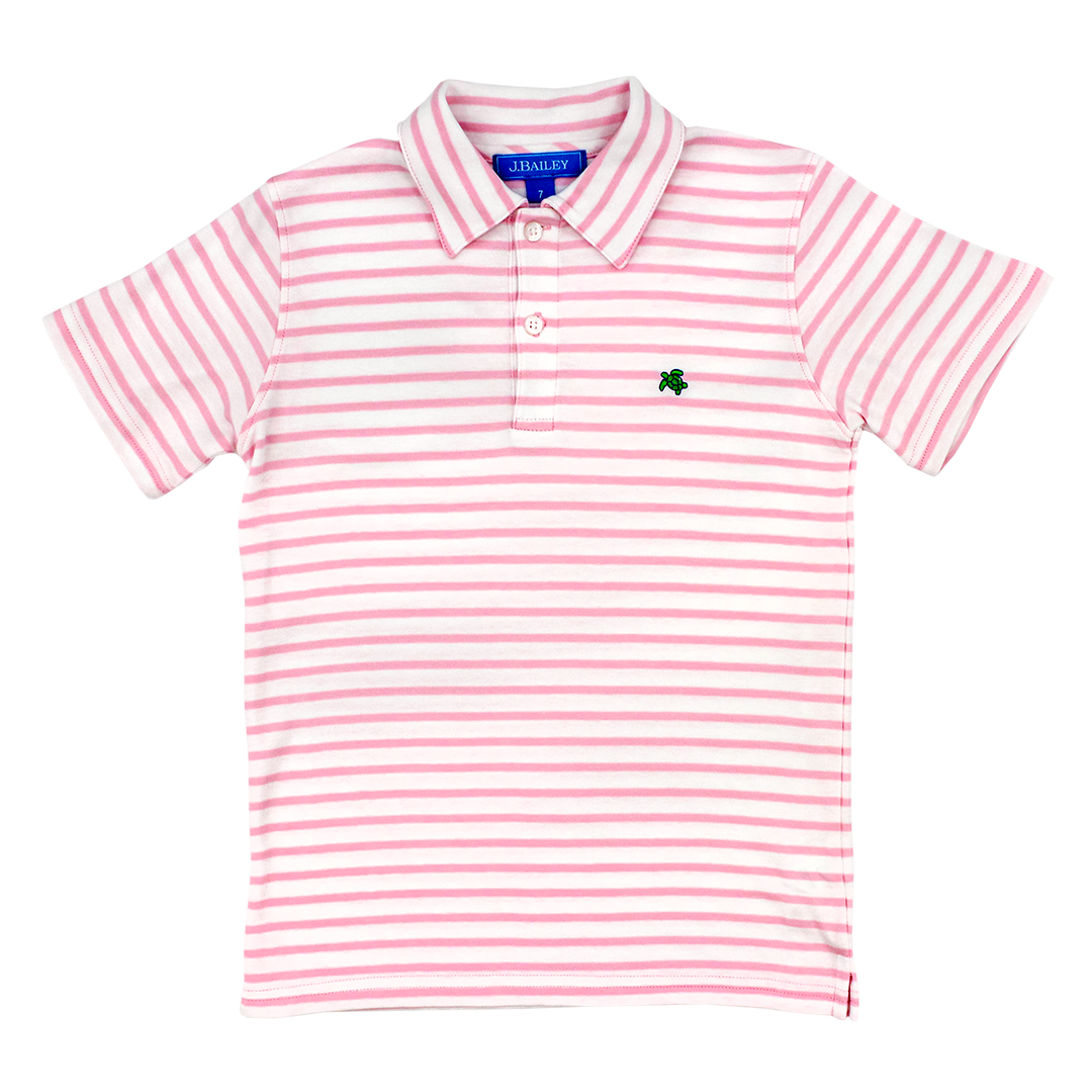 Short Sleeve Polo, Pink/White*