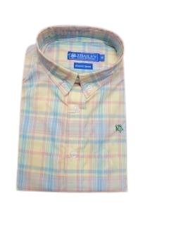 Boys Short Sleeve Oxford Yellow Plaid*