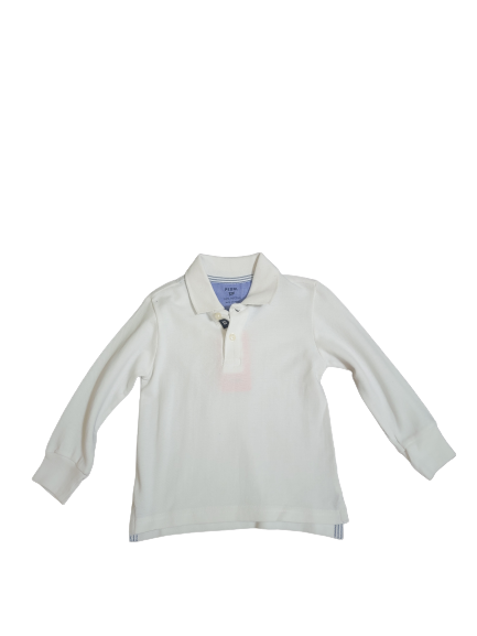 Solid Polo Shirt Long Sleeve - White*