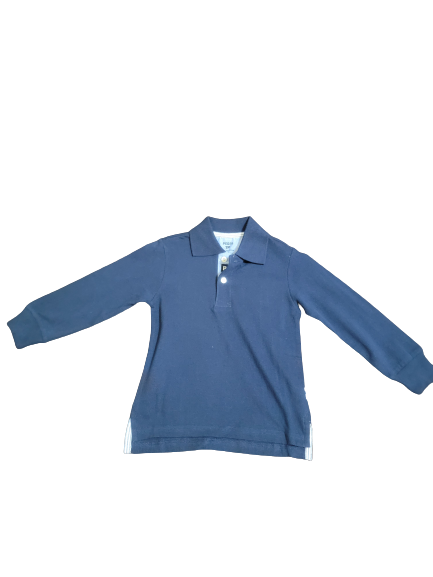 Solid Polo Shirt Long Sleeve - Navy*