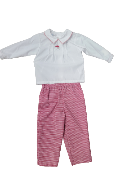 Shirt and Pants Set Red & White Santa*