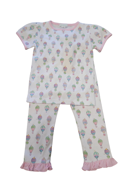 Pima Short Sleeve Girls Pajama Set - Air Ballons*