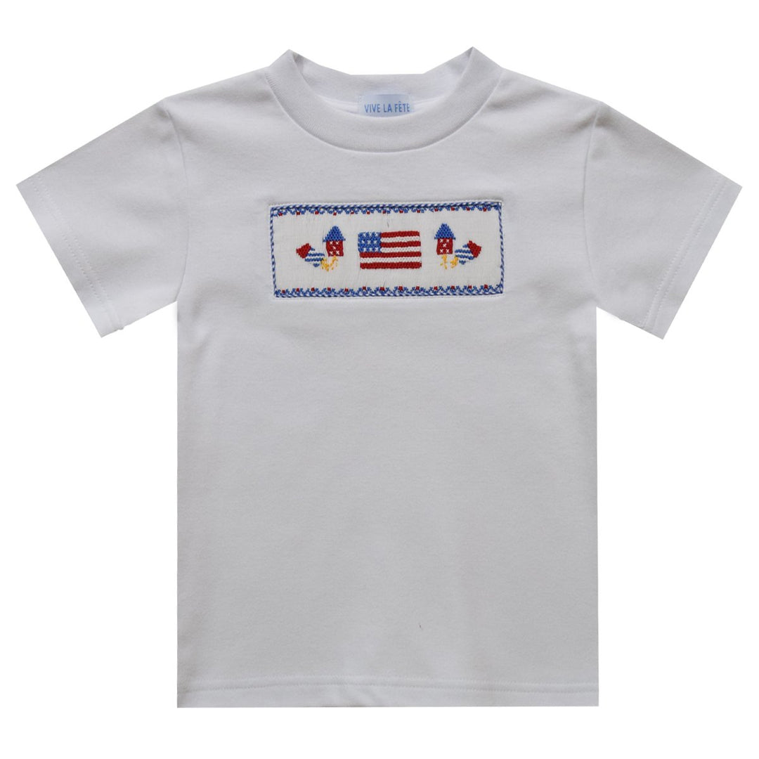 Party 4th for July Smocked Knit Boys Short Sleeve Tee*