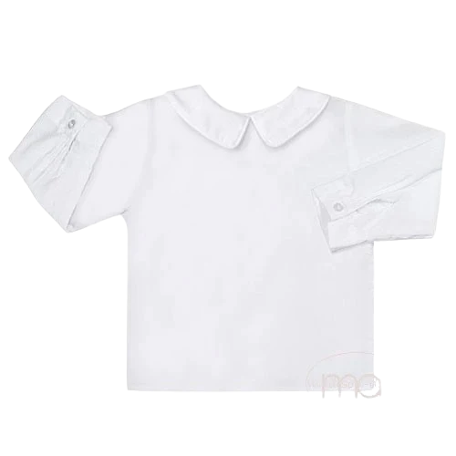 Boys White Long Sleeve Shirt, Peter Pan Collar*