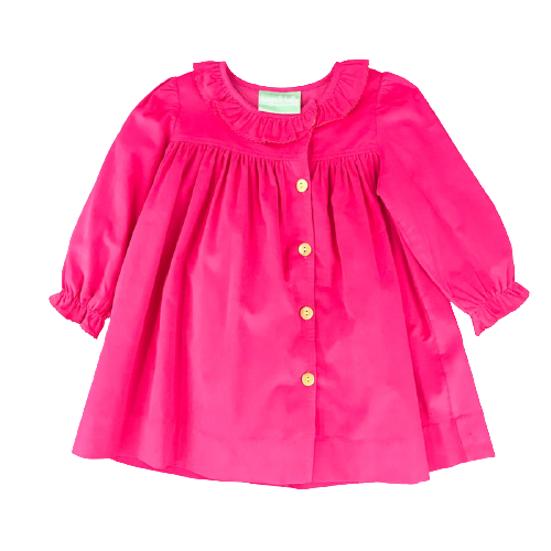 Hot pink Floral Side Button Dress - Pink*